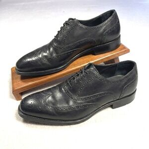 Hallow Unbind Mens Black Leather Wingtip Brogue Oxford Shoes Size US 12 Classic